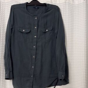 GAP Gray Casual Button Down Shirt Relaxed Fit Size M